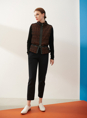 柯利亚诺冬季专柜同款曲线撞色边修身针织打底衫  TT3121(9VUN)