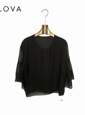 柯罗芭夏季专柜同款黑色圆领真丝宽松衬衫  CW0010(9VUN) ￥2590