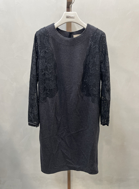 柯罗芭春秋专柜同款时尚蕾丝拼接灰色连衣裙  LY6125(VUN) ￥4590