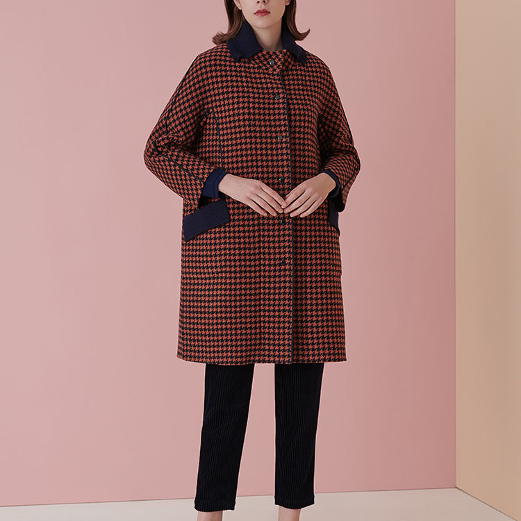 柯利亚诺冬季奥莱专柜正品大衣 FY7205黄橙蓝格 吊牌价:12800