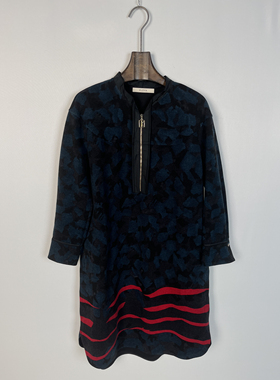 柯罗芭冬季专柜同款黑蓝花宽松连衣裙 2221 LT1165B ￥3890