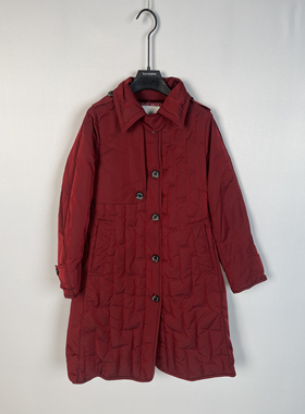 柯利亚诺冬季红色风衣款羽绒绗缝军旅风羽绒服YC4150吊牌8200