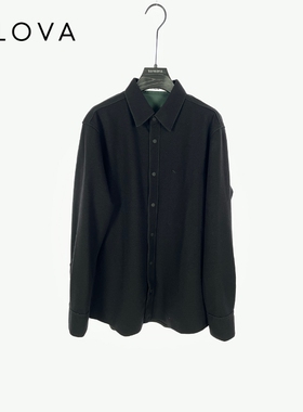 柯罗芭春秋专柜同款黑色羊毛H型男士长袖衬衫  CY0018吊牌价4590