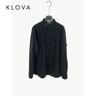 柯罗芭春秋专柜同款黑色羊毛H型男士长袖衬衫  CY0018吊牌价4590