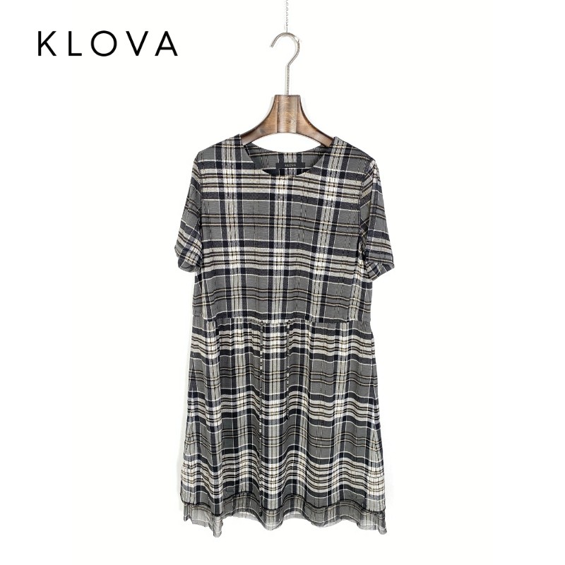 柯罗芭夏季专柜同款宽松版型格纹圆领连衣裙  LT1230 ￥6990