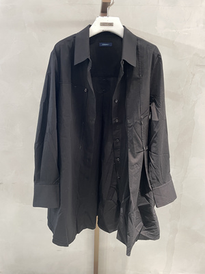 柯利亚诺冬季专柜同款黑色设计感不对称棉衬衫  CW4422B ￥2680