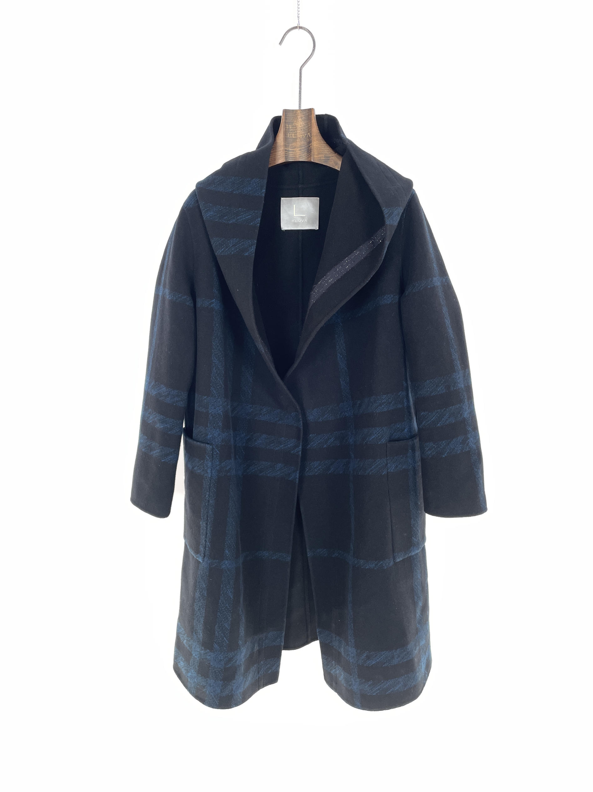 柯罗芭冬季专柜同款蓝黑格休闲百搭风衣  FY5524 ￥8900