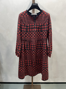 柯利亚诺春秋专柜同款红黑格连衣裙  LT3057(VUN) ￥4280
