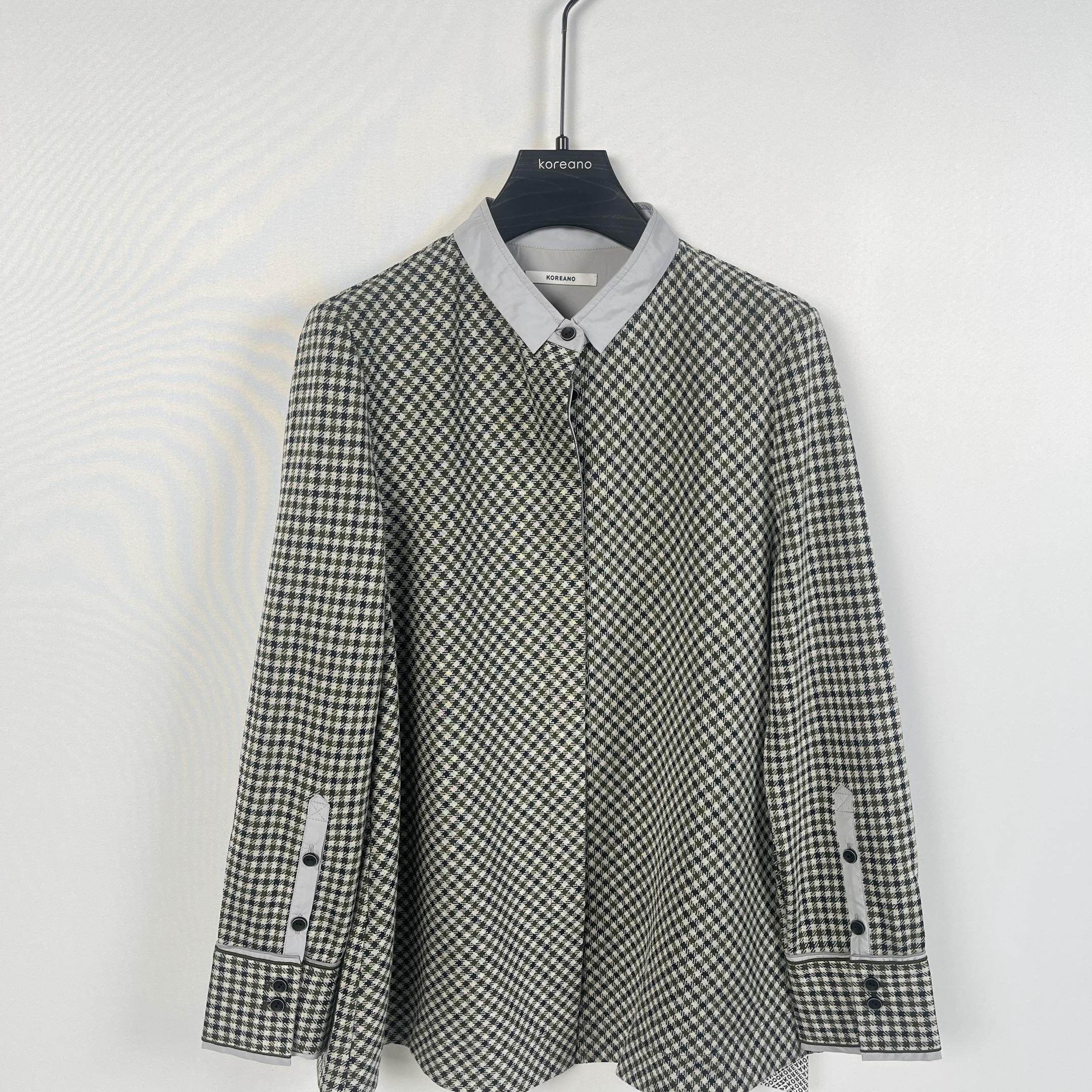 柯利亚诺冬季专柜同款小格纹撞色领经典衬衫上衣  CT1337(UN)(E)