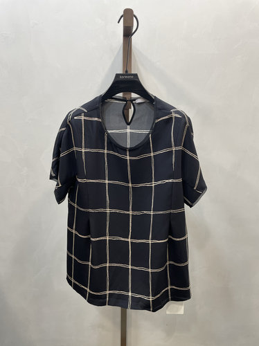 柯罗芭夏季专柜同款黑驼格圆领短袖T恤  TW6544G ￥4290