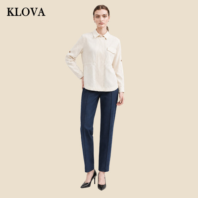 【KLOVA】春秋专柜同款浅杏仁色梭织轻逸收腰外套  SW5397 ￥4390