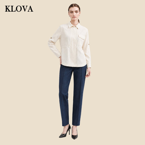 【KLOVA】春秋专柜同款浅杏仁色梭织轻逸收腰外套  SW5397 ￥4390