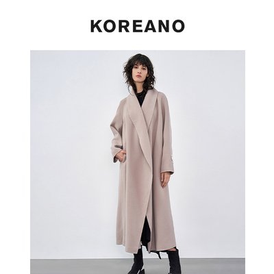 柯利亚诺冬季专柜同款奶茶色大翻领大衣  FY7124 ￥9990