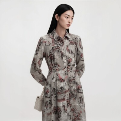 柯罗芭春秋专柜同款时尚印花连衣裙  LW7534 ￥4990