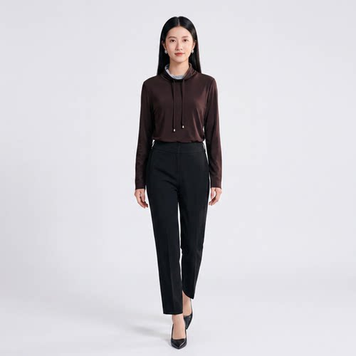 【KOREANO】春秋深焙棕烟撞色高领针织T恤  TT6336(JUN)
