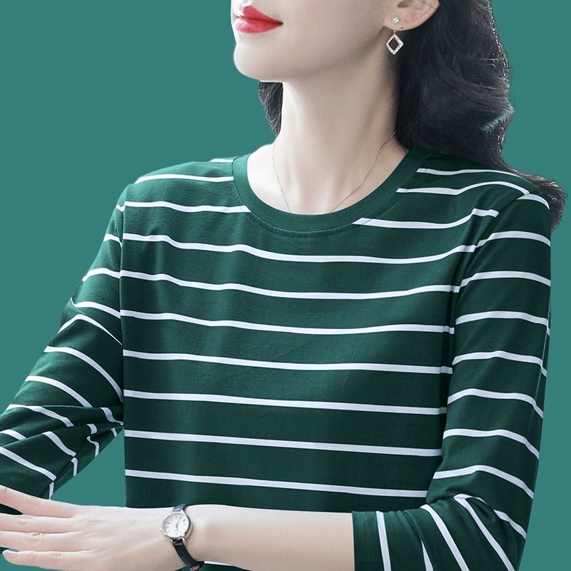 2026秋季新款纯棉长袖t恤女薄款大码打底衫早秋韩版宽松外穿上衣图片