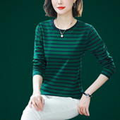 女士t恤2025秋装 中年妈妈纯棉宽松休闲高级上衣 洋气长袖 新款 时尚