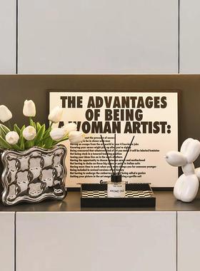 现代简约玄关装饰摆饰黑白气球狗客厅电视酒柜桌面钥匙收纳软装