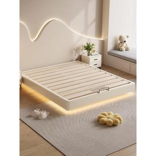 纯实木无床头床架满铺加密榫卯静音悬浮床小户型双人床可定制尺寸