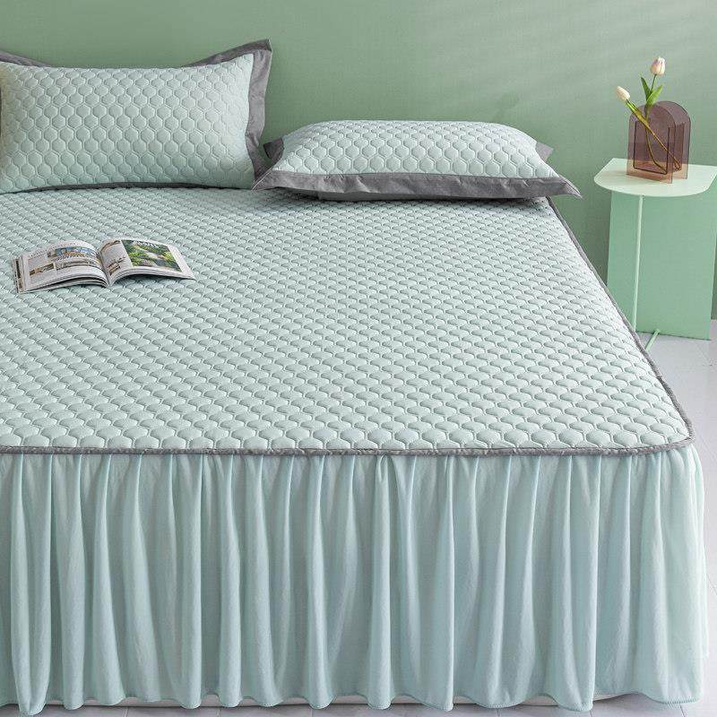 乳胶凉席三件套夏季可水洗冰丝席子纯色床裙款可折叠床笠空调软席,床上用品,乳胶席,淘宝优惠券,粉丝福利购,淘宝优惠卷