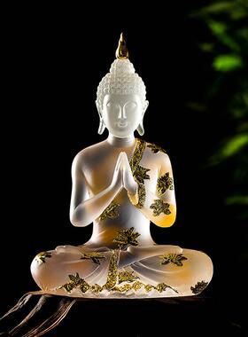 异丽泰式风格摆件禅意小佛像泰国装饰品客厅茶室琉璃如来释迦摩尼