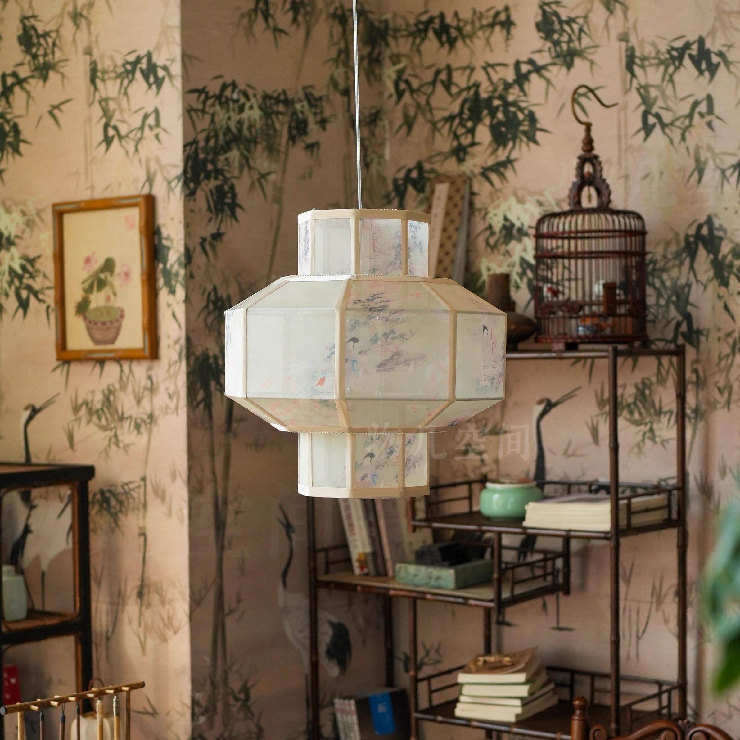 物几中式仕女画 画宫灯东方禅意灯笼法式客饭厅主灯茶室宋代美学