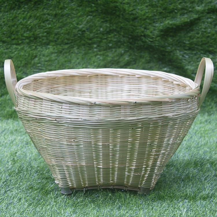 农家人手工竹编织竹篮子 卖水果篮 菜篮卖鸡蛋篮竹筐 圆提篮 环保