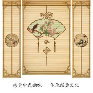 落地窗帘印花隔断遮阳遮光防晒办公室升降帘 定制竹帘卷帘新中式