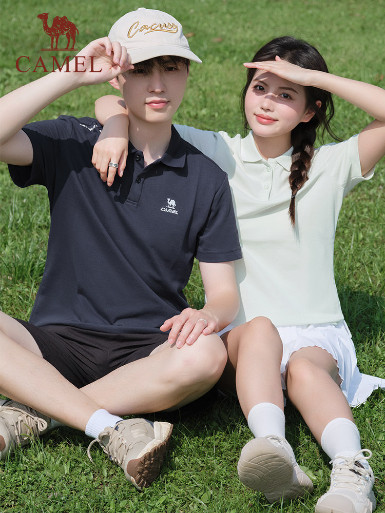 여성을위한 낙타 스포츠 폴로 셔츠 여름 새 스타일 빠른 건조 통기성 반팔 느슨한 옷깃 탑 캐주얼 반팔 티셔츠