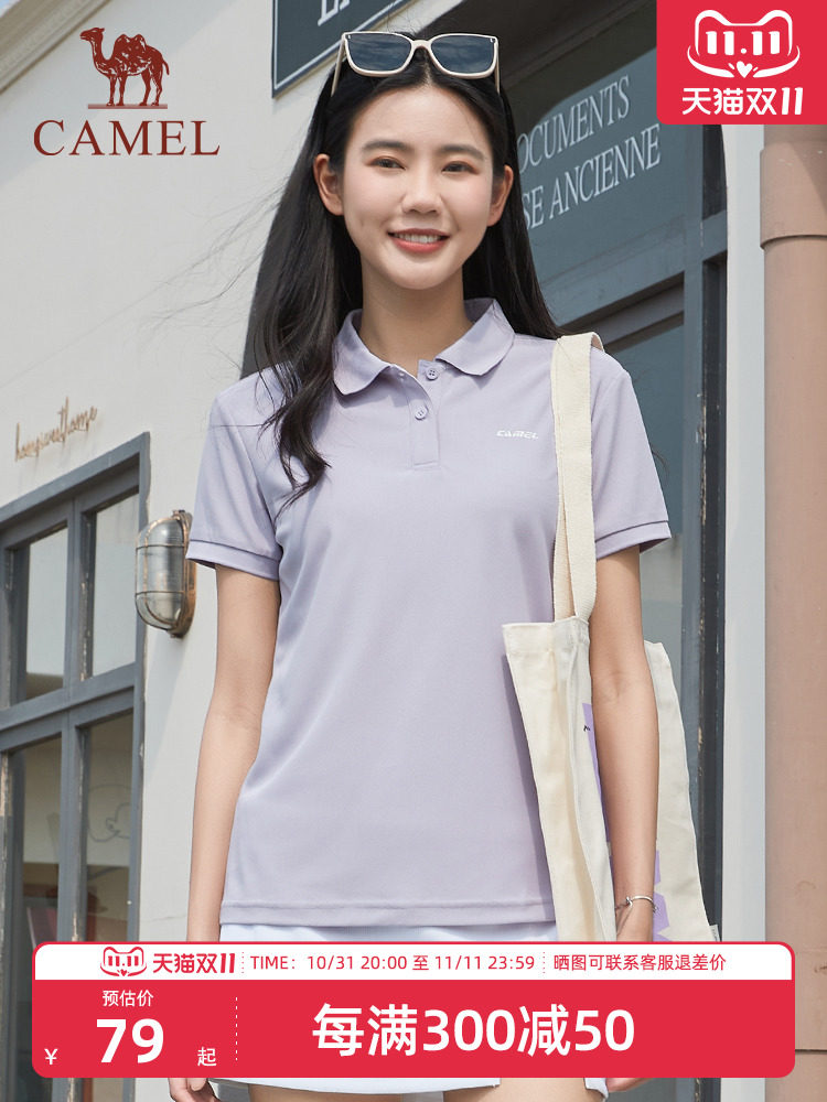 여성을위한 낙타 스포츠 폴로 셔츠 여름 새 스타일 빠른 건조 통기성 반팔 느슨한 옷깃 탑 캐주얼 반팔 티셔츠