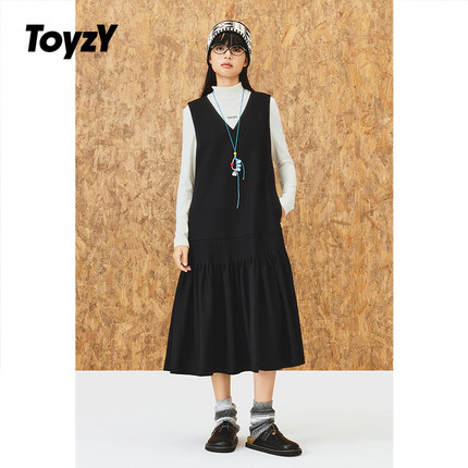 ToyzY趣味编织项链羊毛v领背心连衣裙长款2025冬新品ZC35505020