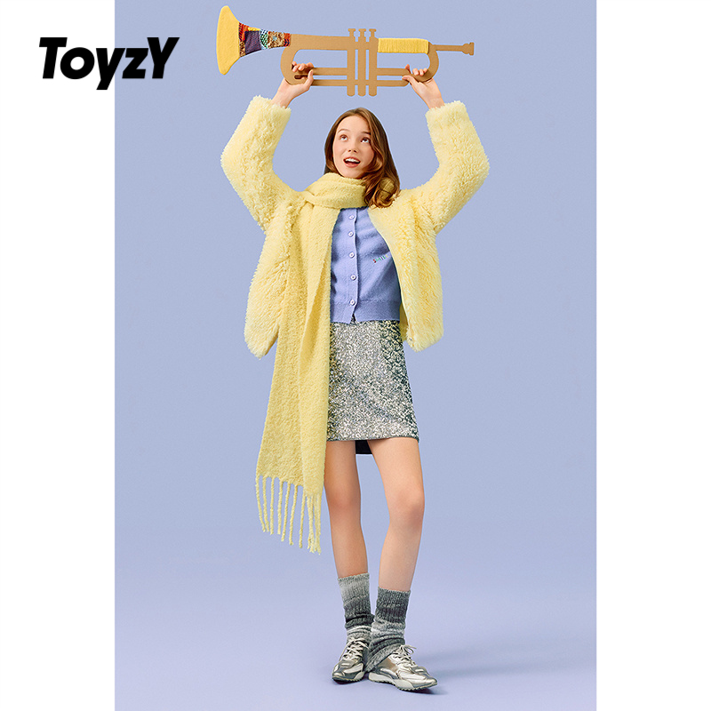 ToyzY 多巴胺仿羊毛绒绒立领外套女宽松2025冬新款ZC35510040