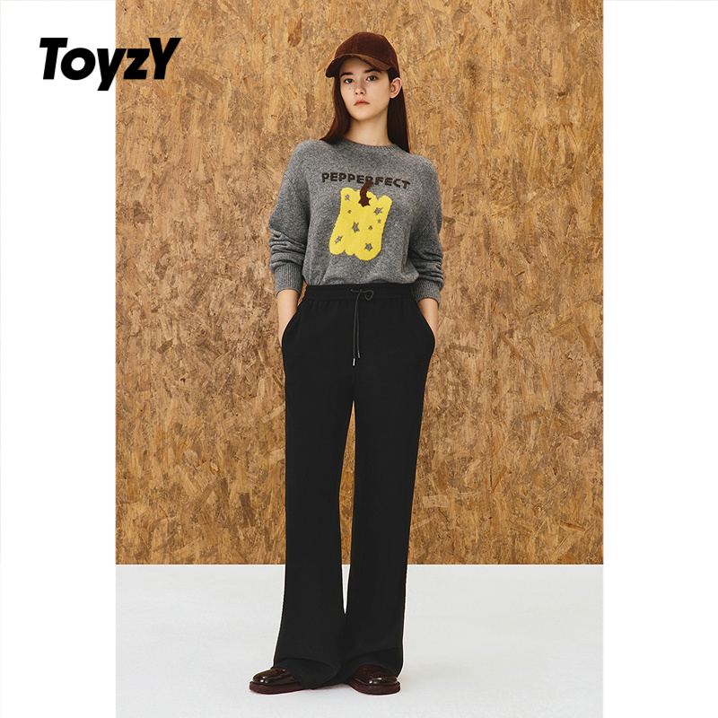 ToyzY 舒适休闲直筒卫裤女真丝醋酸羊毛纺2025冬季新款ZC35520180