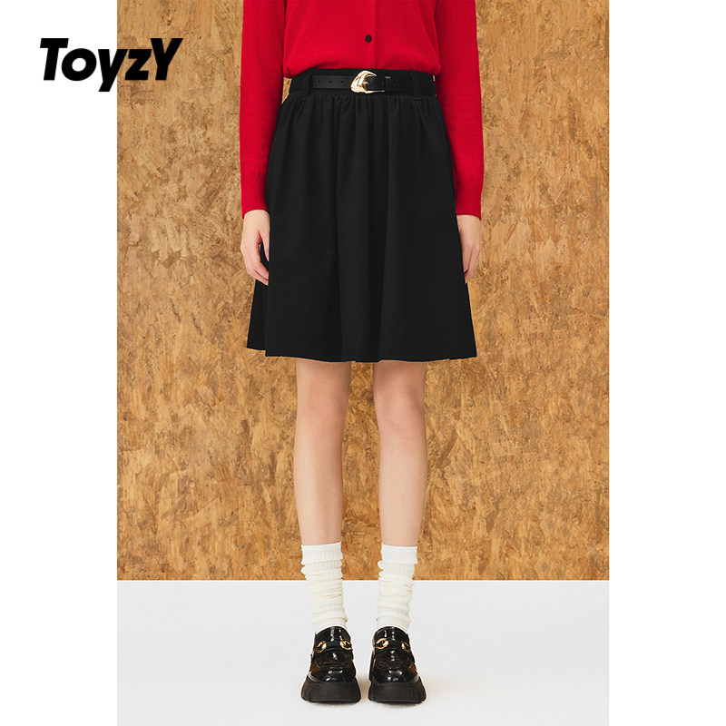 ToyzY 佰搭黑色a字半身裙高腰短款2025冬季新品ZC35550020