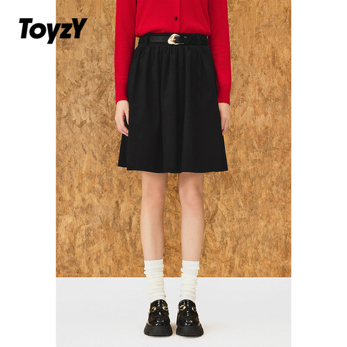 ToyzY 佰搭黑色a字半身裙高腰短款2025冬季新品ZC35550020
