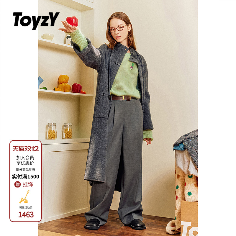 ToyzY 骆驼绒羊毛立领毛呢外套女长款大衣2025冬新款ZC35380020