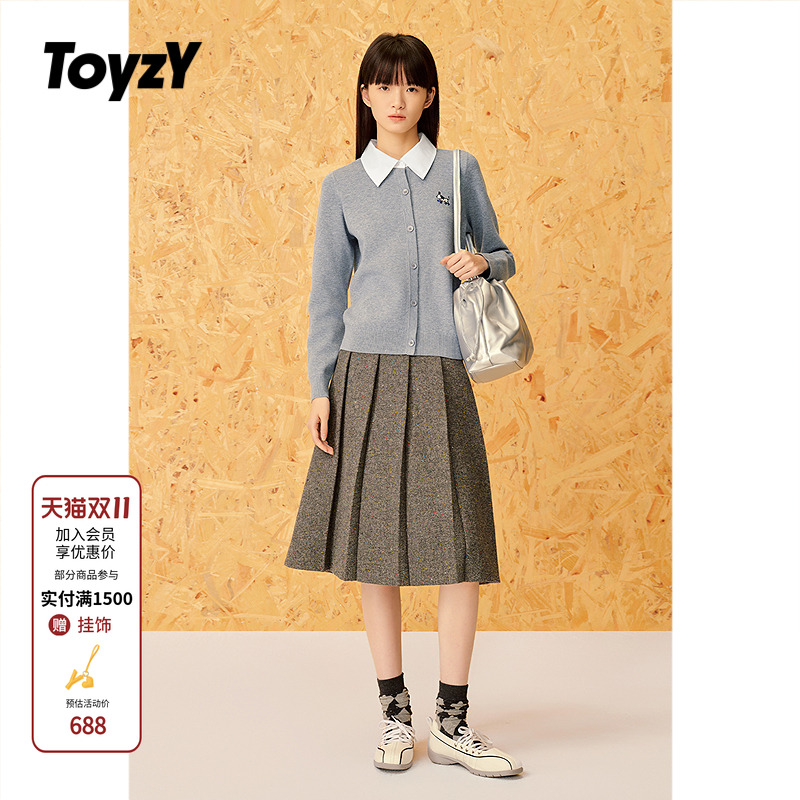 ToyzY时尚假两件拼接针织开衫