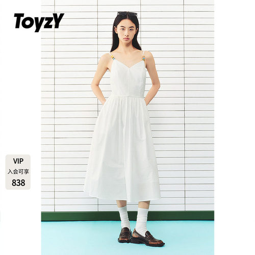 ToyzY2026夏季新款度假风陶瓷串珠吊带收腰显瘦连衣裙ZC36205110