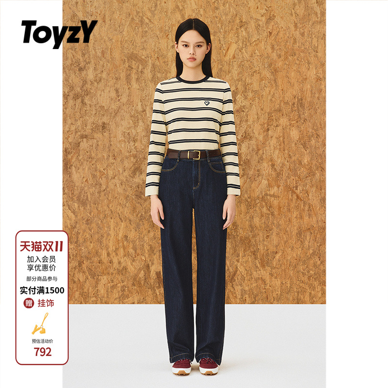 ToyzY 原色直筒牛仔裤女显瘦日本三醋酸混棉2025秋新款ZC35320290
