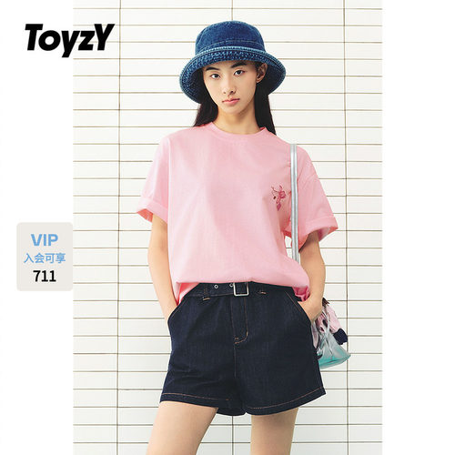 ToyzY2026夏季新款趣味香蕉刺绣宽松T恤女上衣ZC36260390