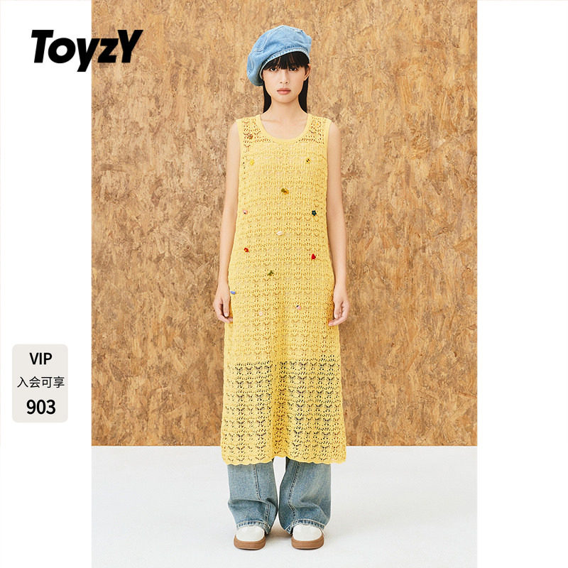 ToyzY贝壳手钩镂空针织背心连衣裙女夏季长款度假风ZC35306650图片