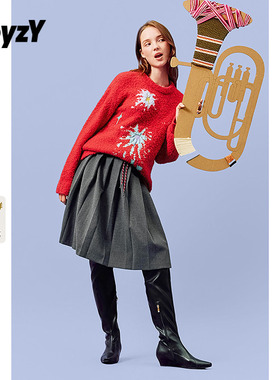 ToyzY 红色烟花毛衣女节日氛围羊毛圈圈纱2025冬季新款ZC35506010