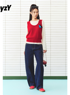 ToyzY红色针织背心女手钩小马胸针叠穿设计2026春新款ZC36104270