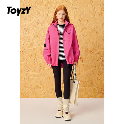 ToyzY 芭比粉防风防泼户外机能风连帽外套夹克女宽松ZC35110020