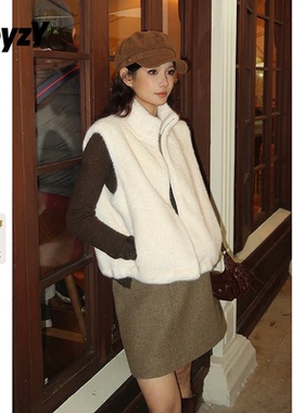 ToyzY白色仿水貂毛绒马甲女短款立领环保2025新品ZC35301030