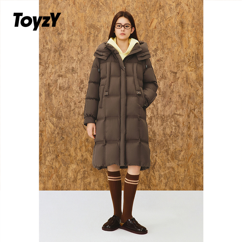 ToyzY高克重保暖立领连帽长羽绒服女90鸭绒2025冬新款ZC35508530