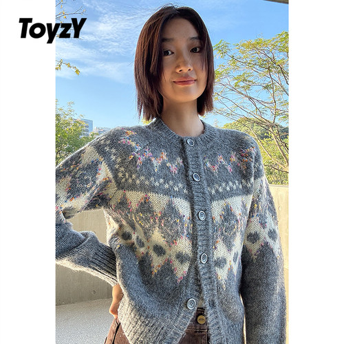 ToyzY费尔岛毛衣针织开衫女羊毛2025年冬季新款ZC35506060