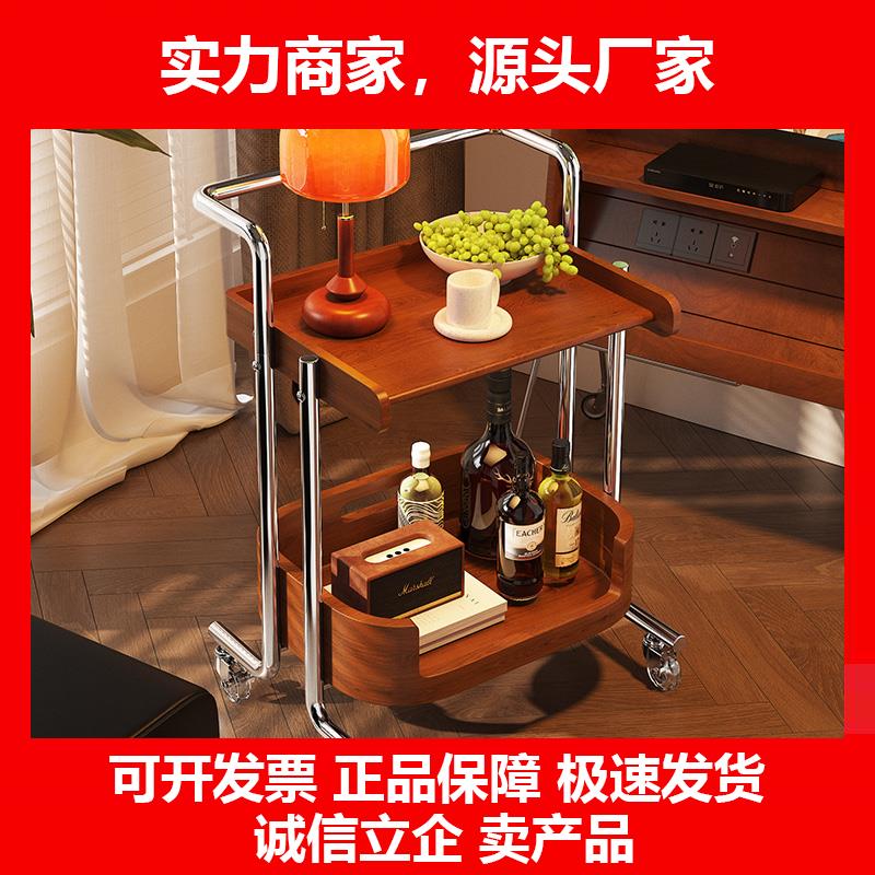 新款小推车可移动茶几客厅沙发边几桌子轻奢复古牀头柜零食置物架