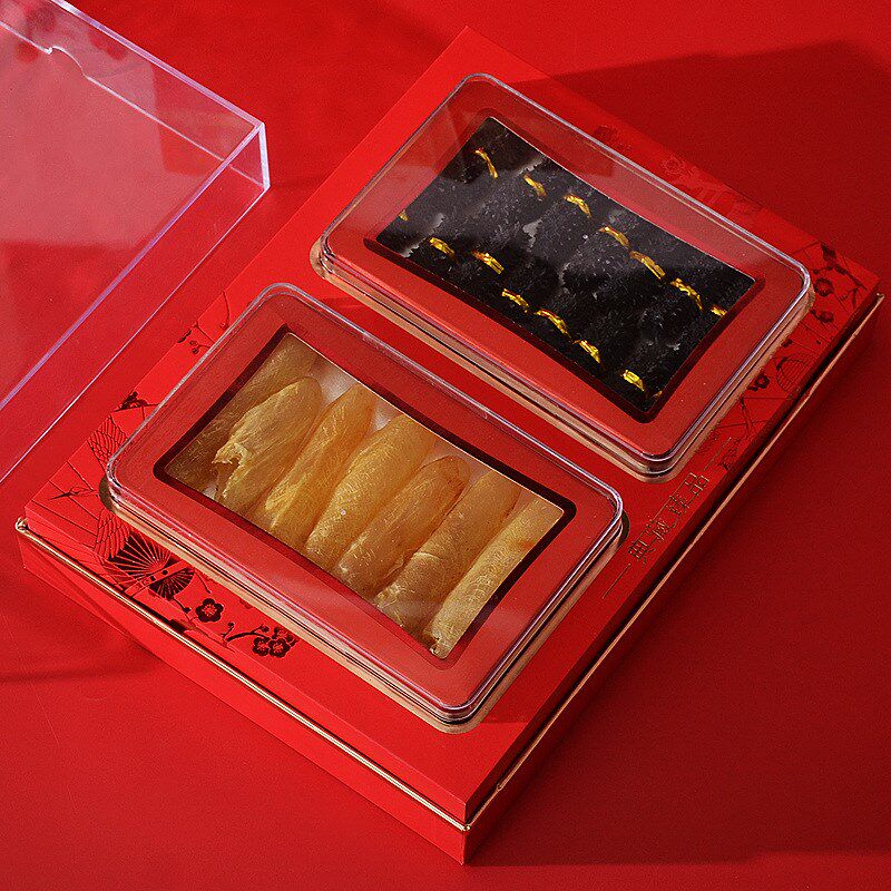 现货速发可批新款通用双拼礼品盒鱼胶鲍鱼羊肚菌名贵滋补干货礼品