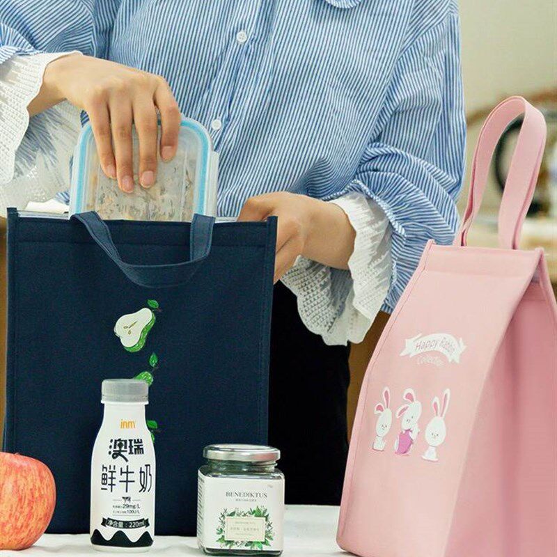 现货速发。保温饭盒便当袋餐盒手拎小学生袋子餐具时尚日式雏菊饭